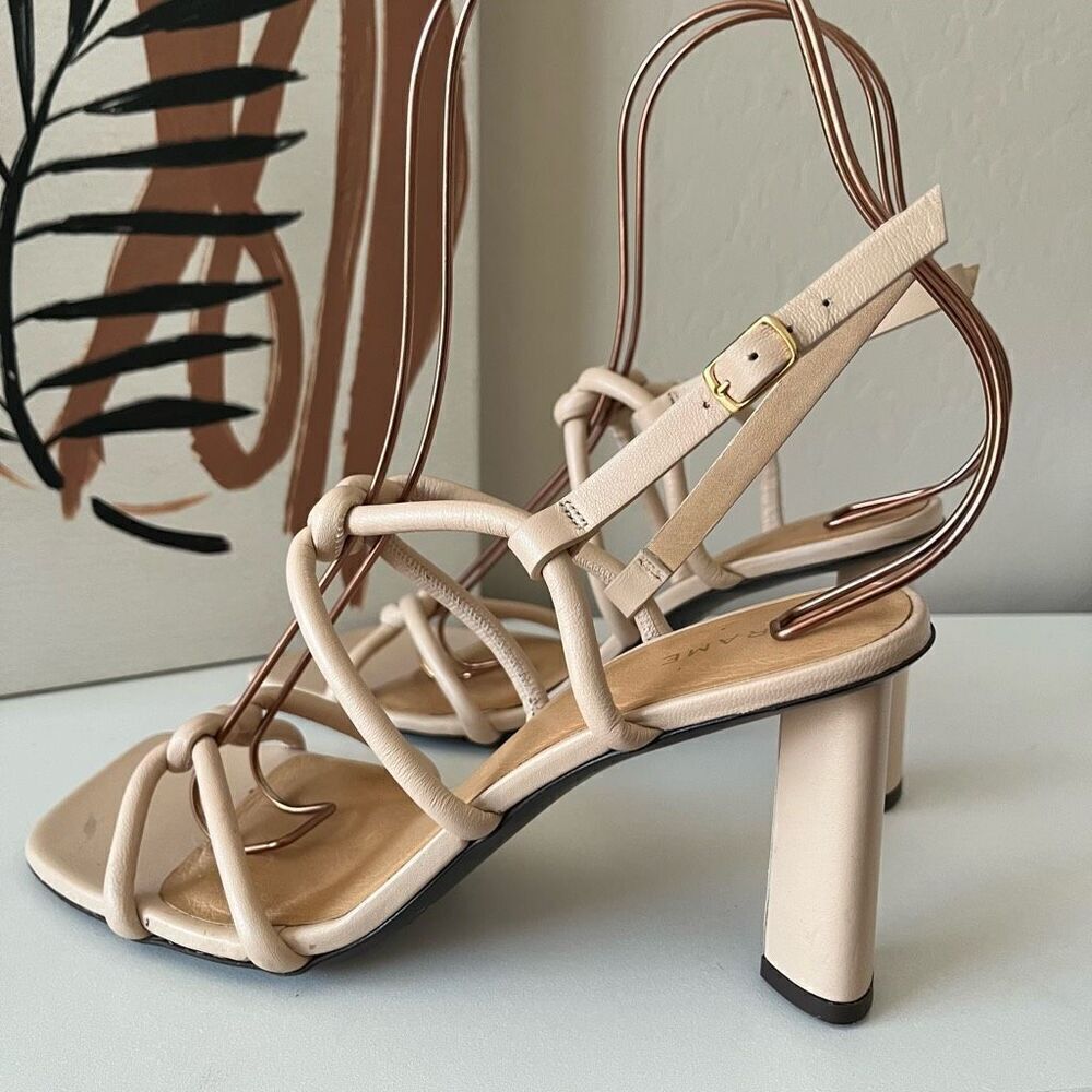 Frame Le Hendrix Slingback Leather Heeled Sandals Cream Size‎ 38 - Picture 4 of 11